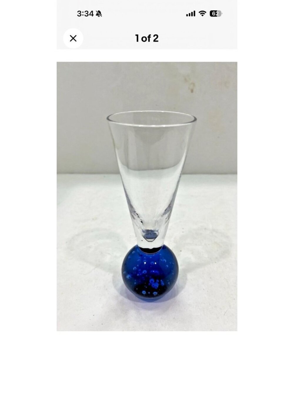 -Vintage 1960's Bullicante Shot Glass Blue Bubble Bar Accessory Mid Century